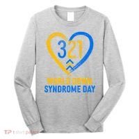 321 World Down Syndrome Day Blue And Yellow Painted Heart Long Sleeve Shirt thumb 0