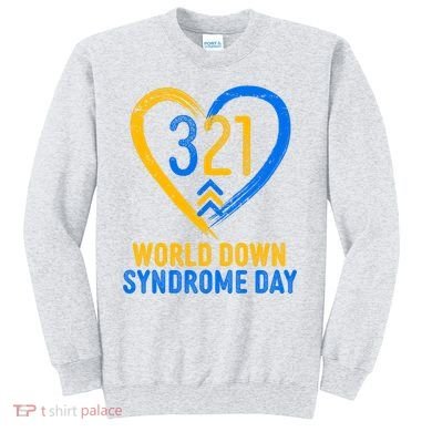321 World Down Syndrome Day Blue And Yellow Painted Heart Sweatshirt