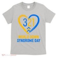 321 World Down Syndrome Day Blue And Yellow Painted Heart T-Shirt thumb 0