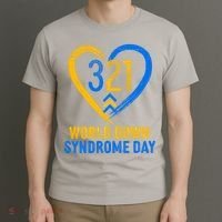 321 World Down Syndrome Day Blue And Yellow Painted Heart T-Shirt thumb 3