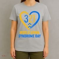 321 World Down Syndrome Day Blue And Yellow Painted Heart T-Shirt thumb 4