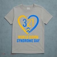 321 World Down Syndrome Day Blue And Yellow Painted Heart T-Shirt thumb 5