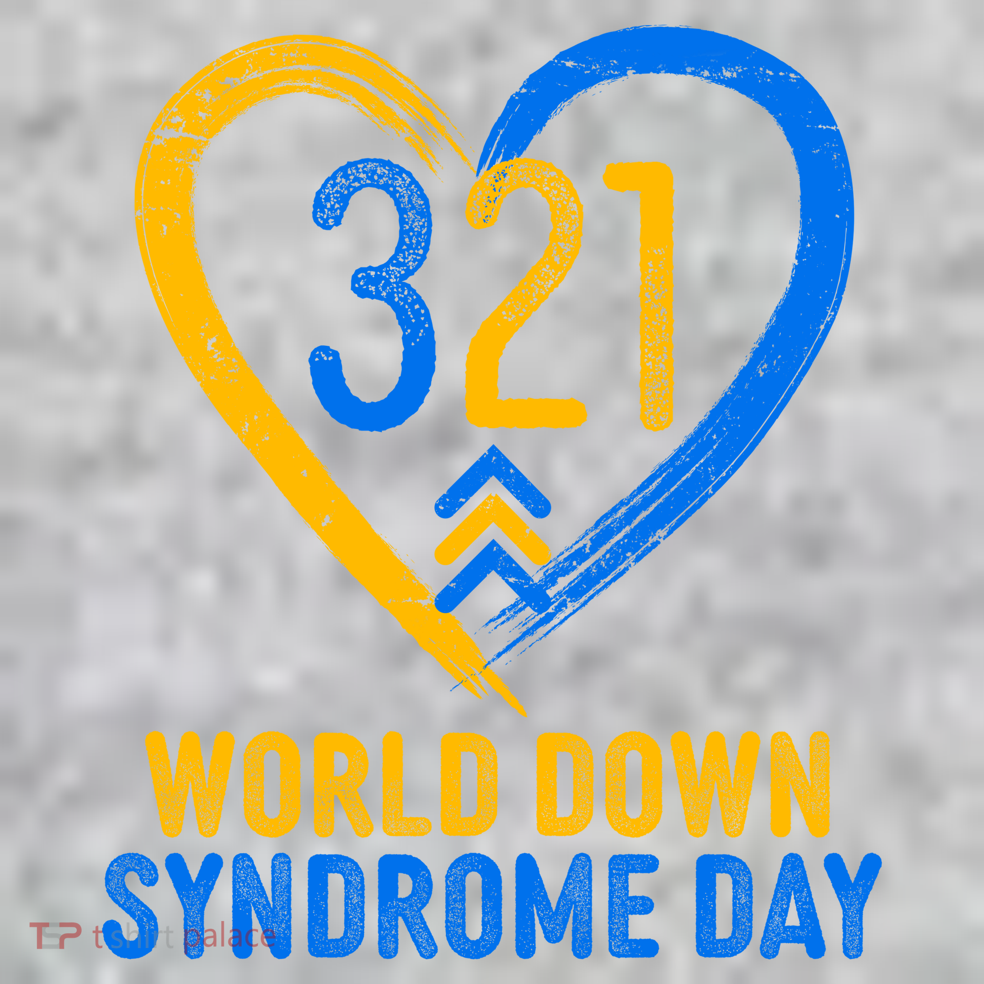 321 World Down Syndrome Day Blue And Yellow Painted Heart T-Shirt