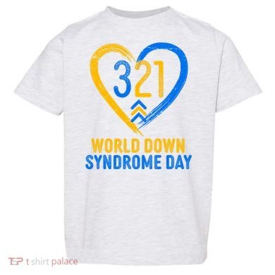 321 World Down Syndrome Day Blue And Yellow Painted Heart Toddler T-Shirt