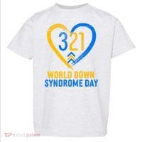 321 World Down Syndrome Day Blue And Yellow Painted Heart Toddler T-Shirt thumb 0
