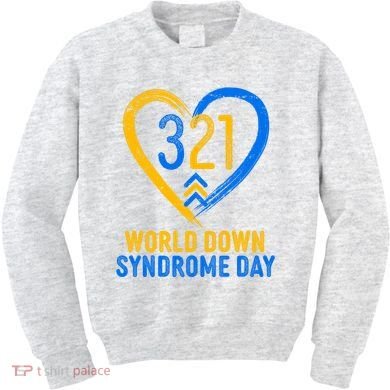 321 World Down Syndrome Day Blue And Yellow Painted Heart Kids Sweatshirt
