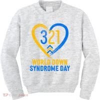 321 World Down Syndrome Day Blue And Yellow Painted Heart Kids Sweatshirt thumb 0