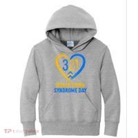 321 World Down Syndrome Day Blue And Yellow Painted Heart Kids Hoodie thumb 0