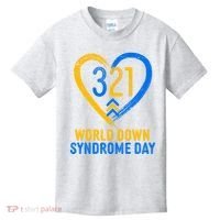 321 World Down Syndrome Day Blue And Yellow Painted Heart Kids T-Shirt thumb 0