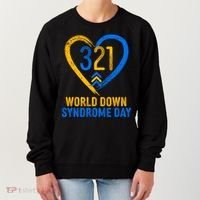 321 World Down Syndrome Day Blue And Yellow Painted Heart Women's Sweatshirt thumb 0