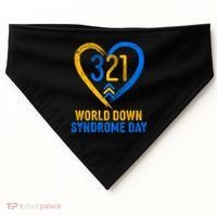 321 World Down Syndrome Day Blue And Yellow Painted Heart USA-Made Doggie Bandana thumb 0