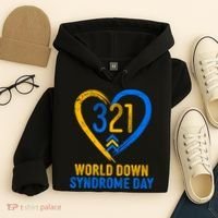 321 World Down Syndrome Day Blue And Yellow Painted Heart Hoodie thumb 4