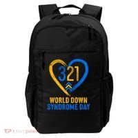 321 World Down Syndrome Day Blue And Yellow Painted Heart Backpack thumb 0