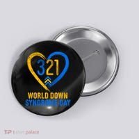 321 World Down Syndrome Day Blue And Yellow Painted Heart Button thumb 0