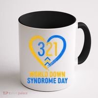 321 World Down Syndrome Day Blue And Yellow Painted Heart Coffee Mug thumb 1