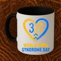 321 World Down Syndrome Day Blue And Yellow Painted Heart Coffee Mug thumb 2