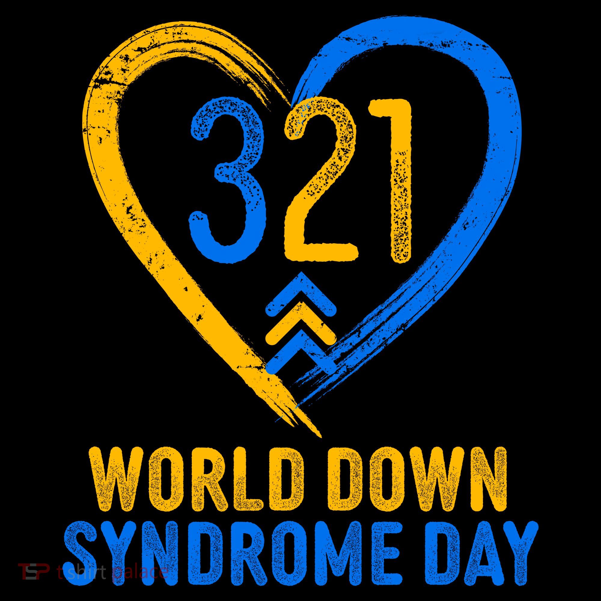 321 World Down Syndrome Day Blue And Yellow Painted Heart Coffee Mug