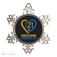 321 World Down Syndrome Day Blue And Yellow Painted Heart Ornament thumb 0