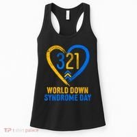 321 World Down Syndrome Day Blue And Yellow Painted Heart Women's Tank Top thumb 0