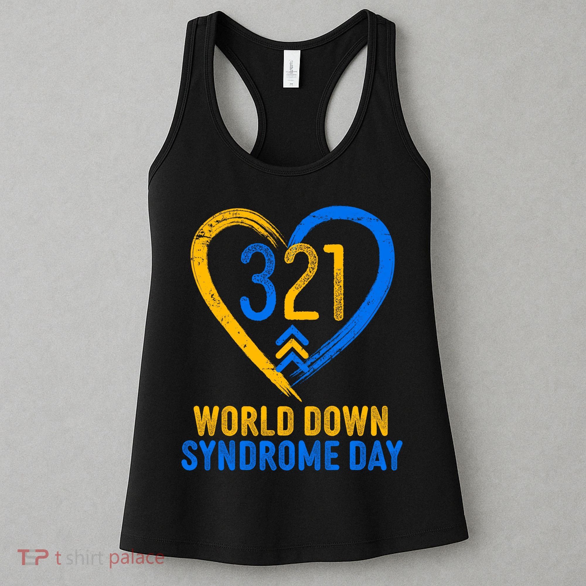 321 World Down Syndrome Day Blue And Yellow Painted Heart Women's Tank Top
