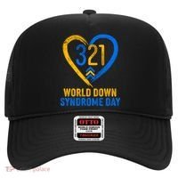 321 World Down Syndrome Day Blue And Yellow Painted Heart Hat thumb 0