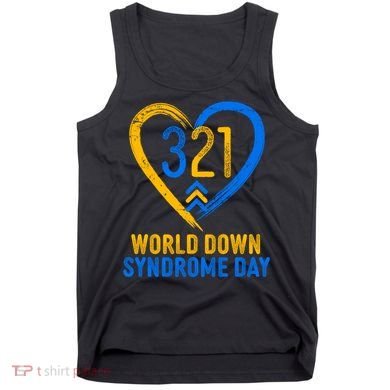 321 World Down Syndrome Day Blue And Yellow Painted Heart Tank Top
