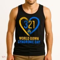 321 World Down Syndrome Day Blue And Yellow Painted Heart Tank Top thumb 3