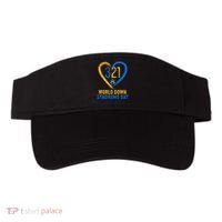 321 World Down Syndrome Day Blue And Yellow Painted Heart Visor thumb 0