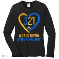 321 World Down Syndrome Day Blue And Yellow Painted Heart Women's Long Sleeve Shirt thumb 0