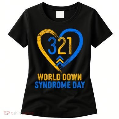 321 World Down Syndrome Day Blue And Yellow Painted Heart Women's T-Shirt