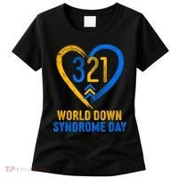 321 World Down Syndrome Day Blue And Yellow Painted Heart Women's T-Shirt thumb 0