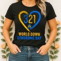 321 World Down Syndrome Day Blue And Yellow Painted Heart Women's T-Shirt thumb 2
