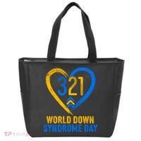 321 World Down Syndrome Day Blue And Yellow Painted Heart Tote Bag thumb 0