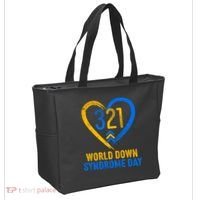 321 World Down Syndrome Day Blue And Yellow Painted Heart Tote Bag thumb 2