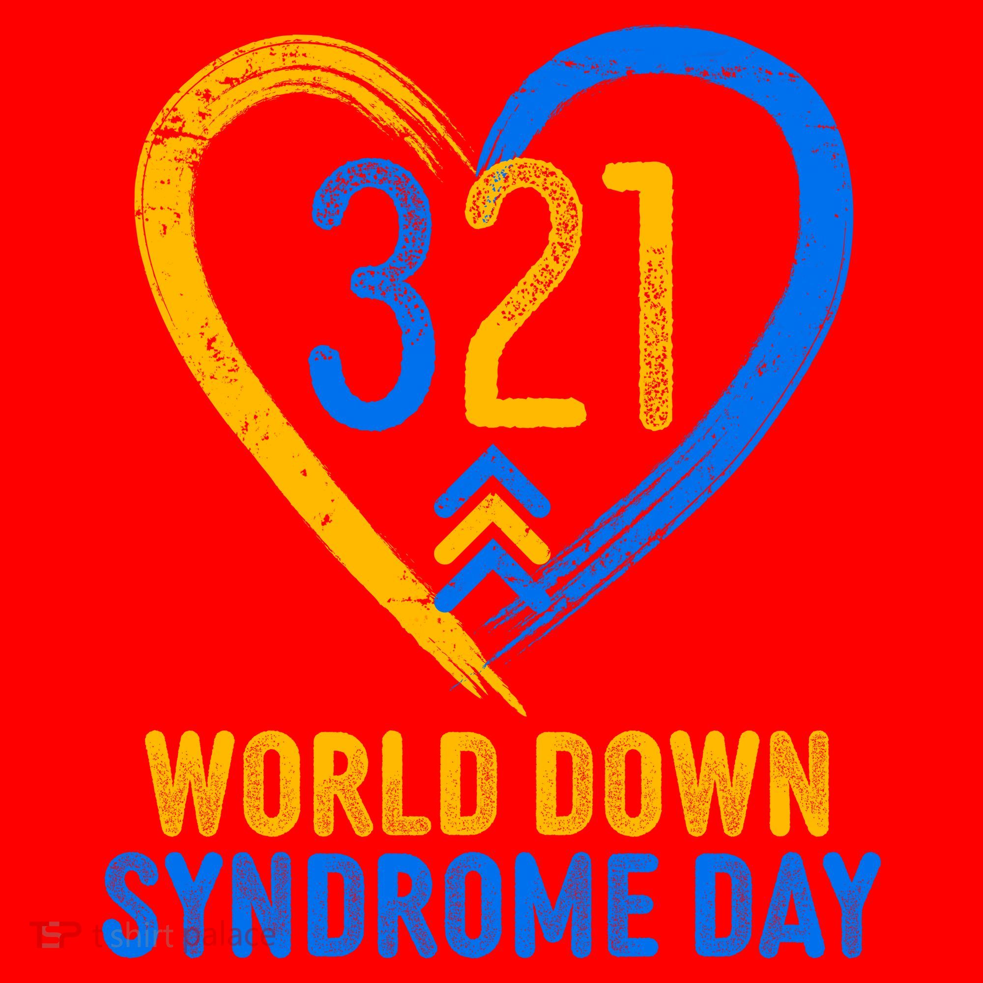 321 World Down Syndrome Day Blue And Yellow Painted Heart Santa Hat