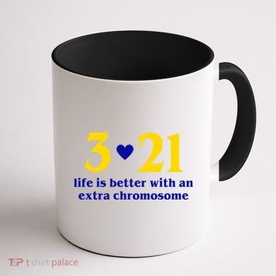 3 21 Life Is Better With An Extra Chromosome Down Syndrome Coffee Mug back