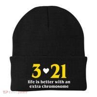 3 21 Life Is Better With An Extra Chromosome Down Syndrome Beanie thumb 0