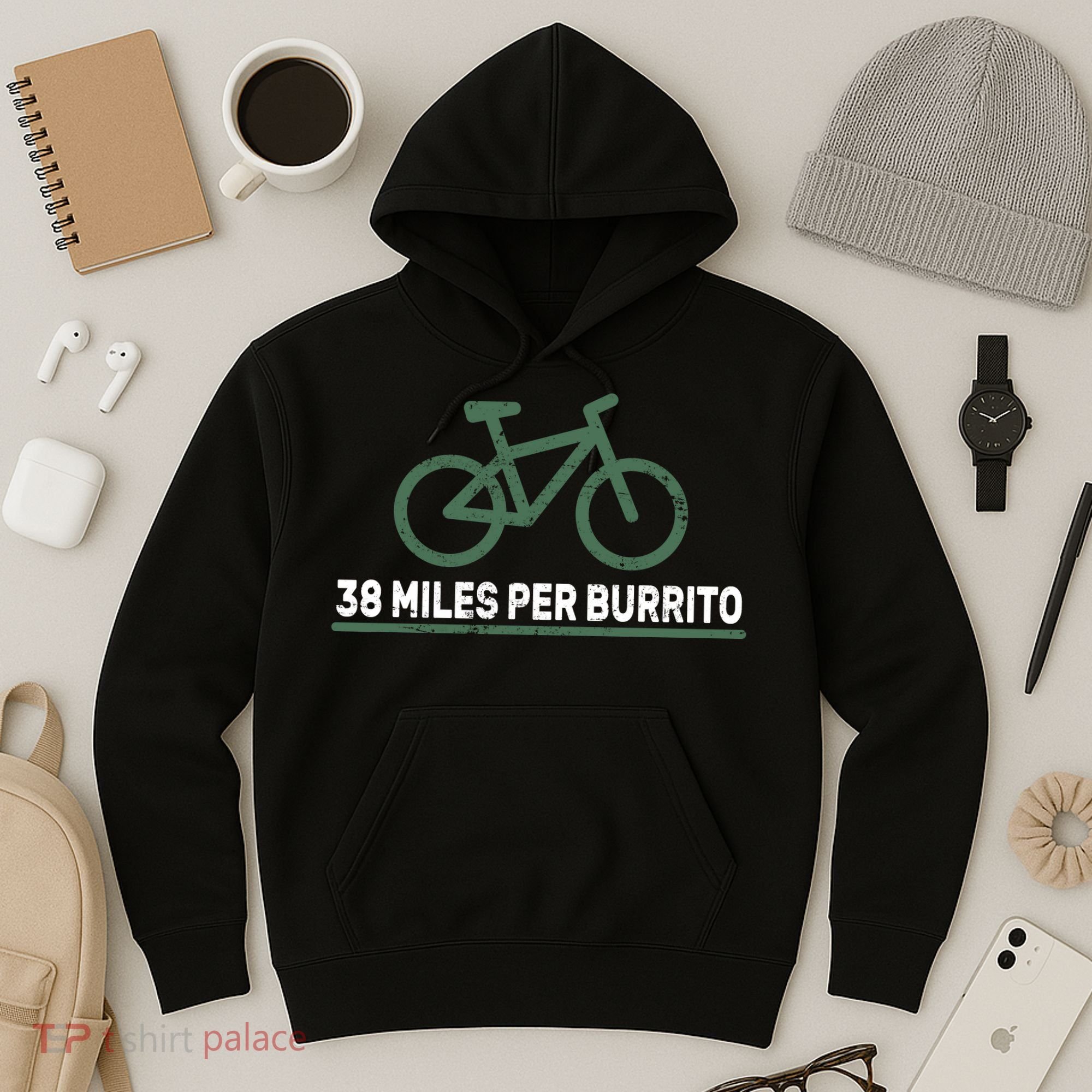 38 Miles Per Burrito Bike Ride Hoodie