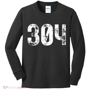 304 Area Code West Virginia Mobile Telephone Area Code 304 Kids Long Sleeve Shirt