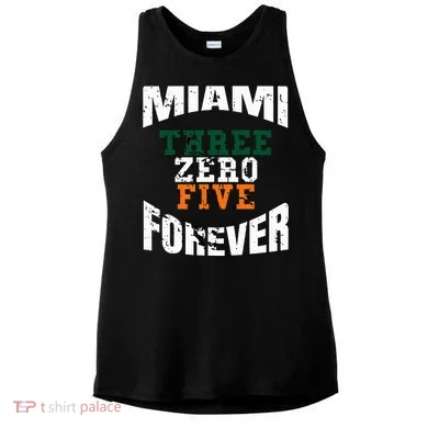 305 Area Code Three Zero Five Miami Ladies PosiCharge Tri-Blend Wicking Tank