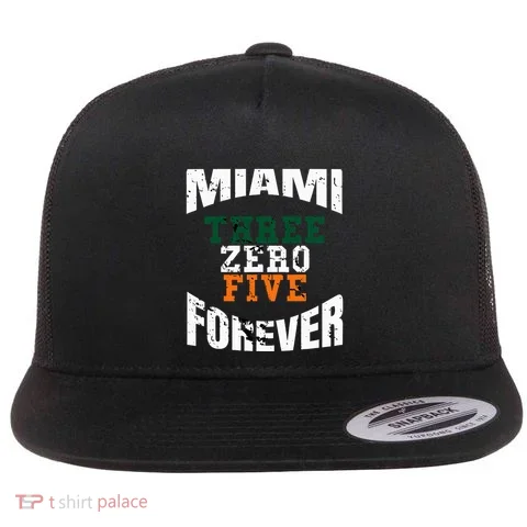 305 Area Code Three Zero Five Miami Flat Bill Trucker Hat in the selected color