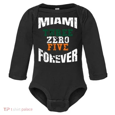 305 Area Code Three Zero Five Miami Baby Long Sleeve Bodysuit