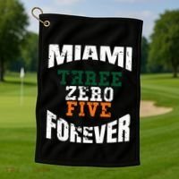 305 Area Code Three Zero Five Miami Golf Towel thumb 1