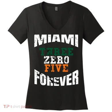 305 Area Code Three Zero Five Miami Women's V-Neck T-Shirt