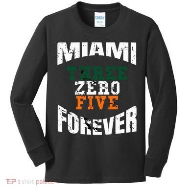 305 Area Code Three Zero Five Miami Kids Long Sleeve Shirt