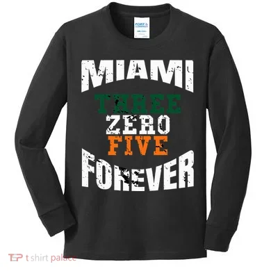 305 Area Code Three Zero Five Miami Kids Long Sleeve Shirt