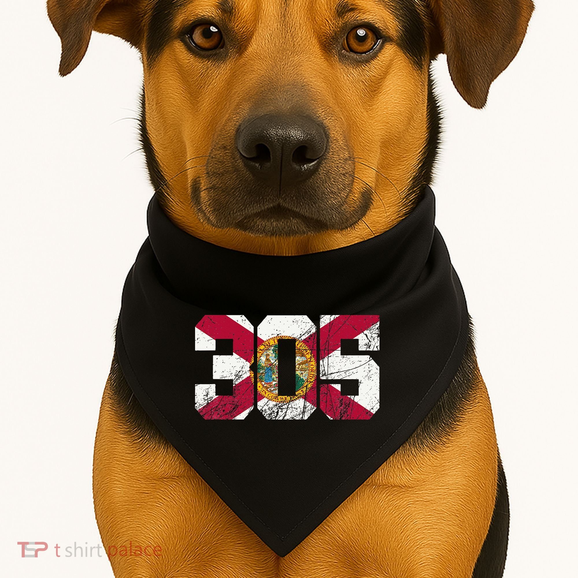 305 Area Code Flag Of Florida Miamidade County USA-Made Doggie Bandana