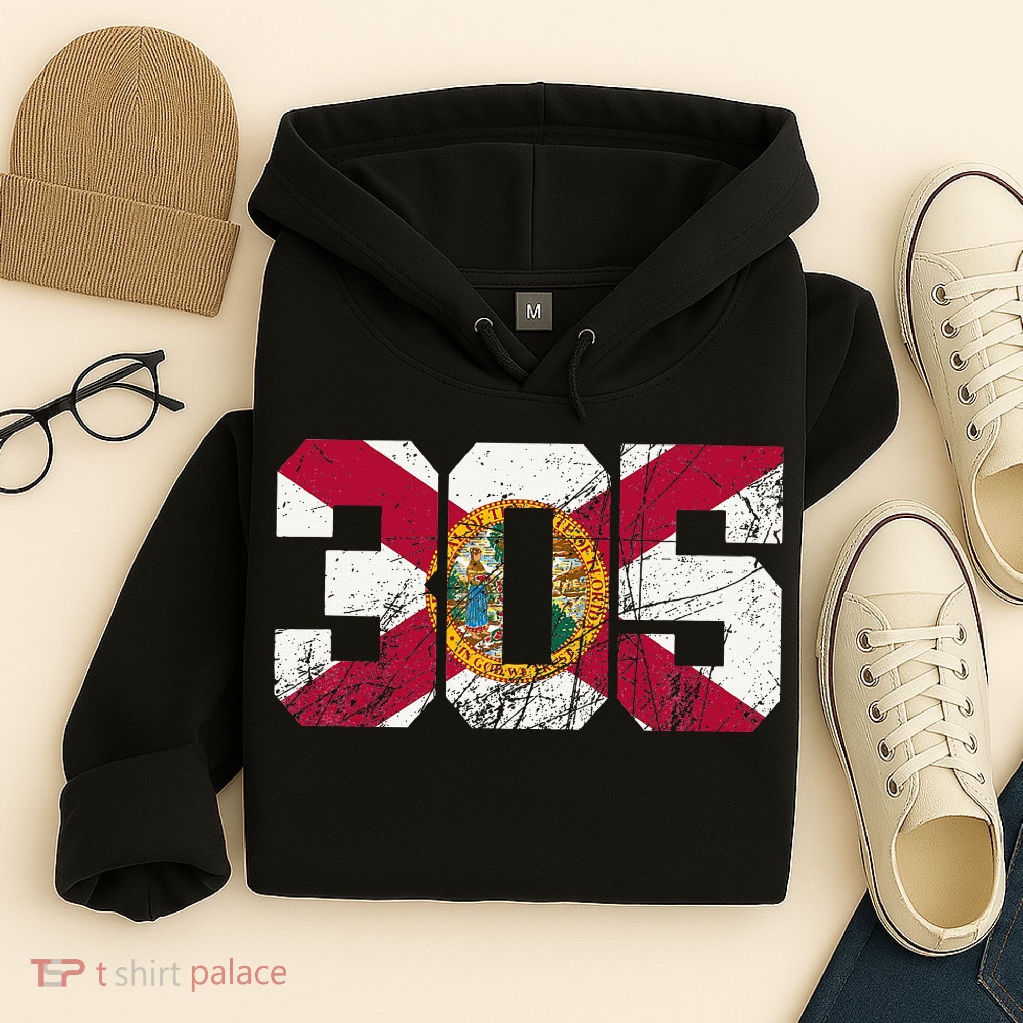 305 Area Code Flag Of Florida Miamidade County Hoodie