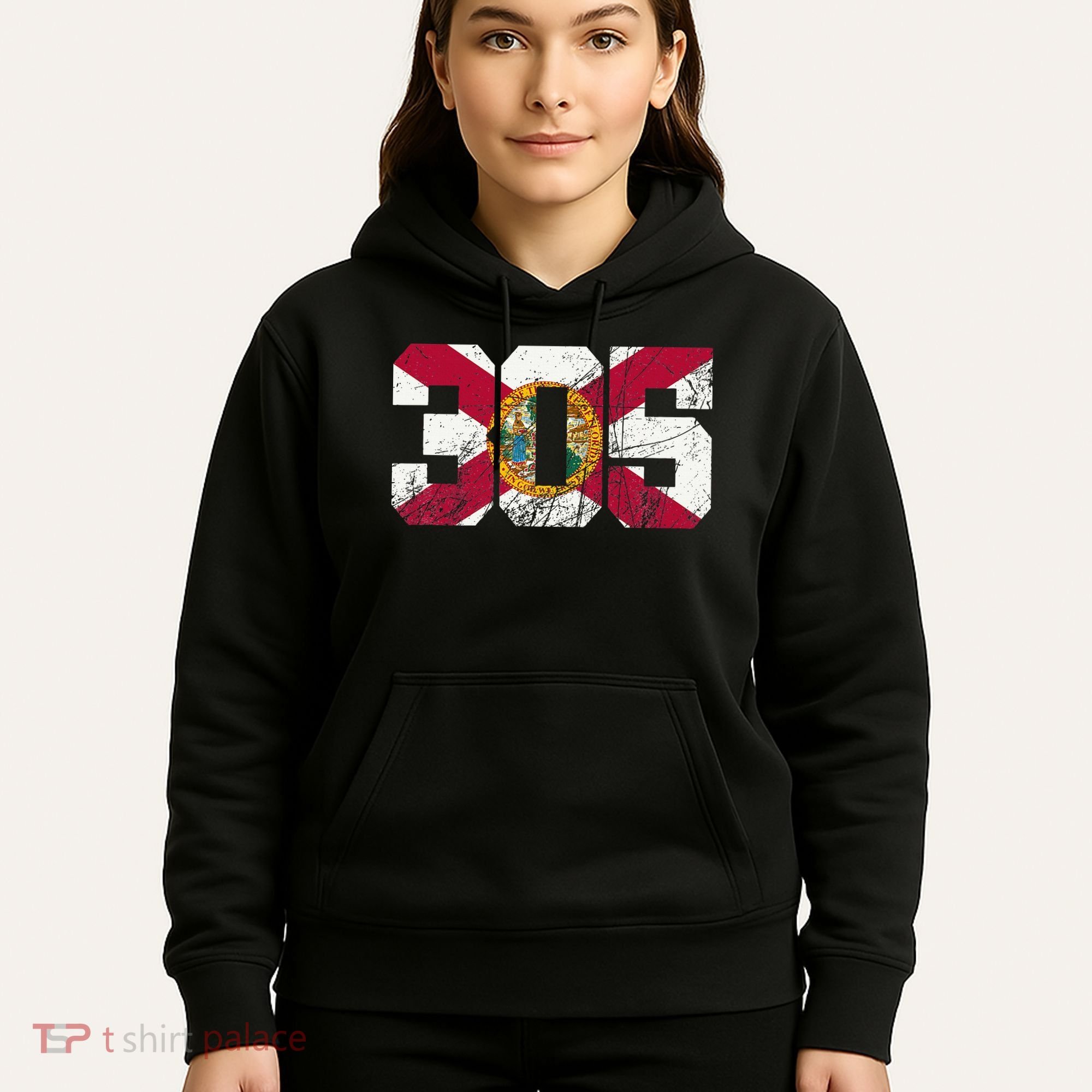 305 Area Code Flag Of Florida Miamidade County Hoodie