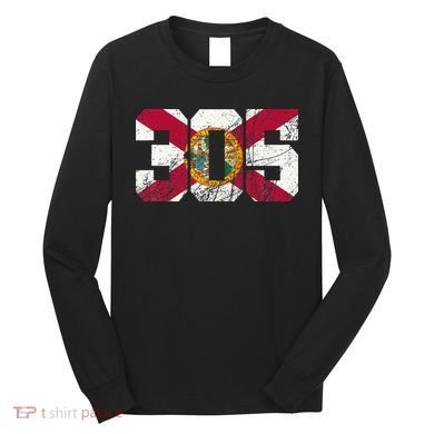 305 Area Code Flag Of Florida Miamidade County Long Sleeve Shirt